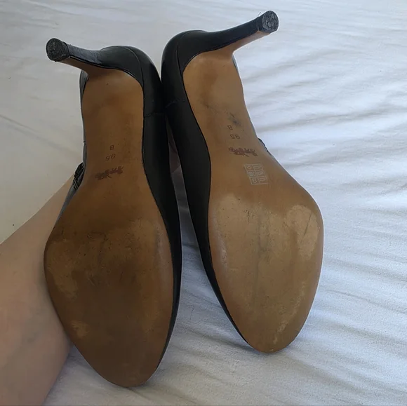 Coach Black Leather Womens High Heeled Booties Size 9.5 - Picture 7 of 11